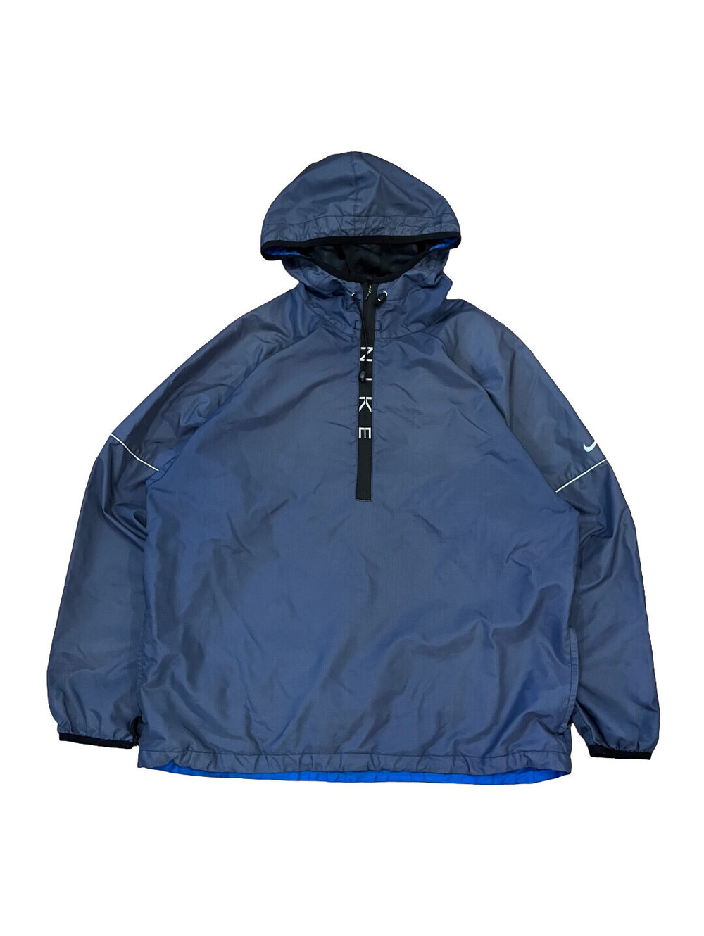 VTG Nike Mens Half Zip Windbreaker Jacket Blue Stripe X-Large